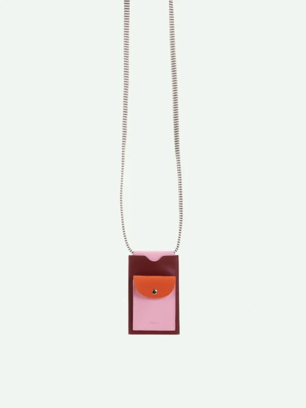 The Sticky Sis Club phone pouch | il sole | knitted stripes | dolce pink + arancia orange - Afbeelding 2